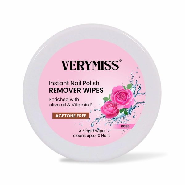 VERYMISS Nail Polish Remover Wipes I Acetone Free | Vitamin E | vegan | Cruelty Free I Nail Polish Removal Wipes Upto 10 Nails (24 Wipes, Rose)