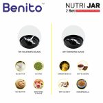 Benito NUTRI BULLET Polycarbonate 2 Jar Set (500ml & 300ml) for Mixer Grinder – Compatible with 4-Teeth Coupler & Dual Locking System - Image 5