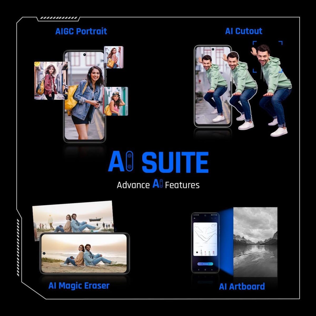 Tecno POVA 6 NEO 5G (Azure Sky, 6GB+128GB) | Advanced AI Features | 108MP Ultra Clear AI Camera | D6300 Powerful Processor | 5 Year Lag Free Fluency | 5000 mAh Battery | in Built Infrared and NFC - Image 2