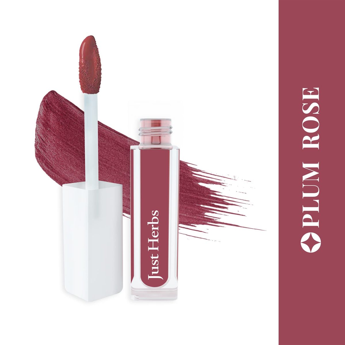 Just Herbs Ayurvedic Creamy Matte Long Lasting Liquid Lipstick, Lightweight & Hydrating Lip Colour with Liquorice & Sweet Almond Oil - Plum Rose - Image 2