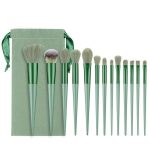 HMAA 13-Piece Professional Oval Makeup Brush Set - Soft Nylon Bristles, Full Face Cosmetic Applicator Kit for Foundation, Contour, Blush, Eyeshadow & Highlighting -Travel-Friendly Beauty Tools (Green) - Image 3