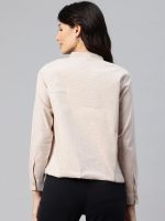 Cottinfab Women Beige Lightweight Open Front Casual Blazer - Image 4