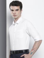 The Indian Garage Co Men's Cotton Slim Fit Solid Full Sleeves Cutaway Collar Formal Shirt - Image 5