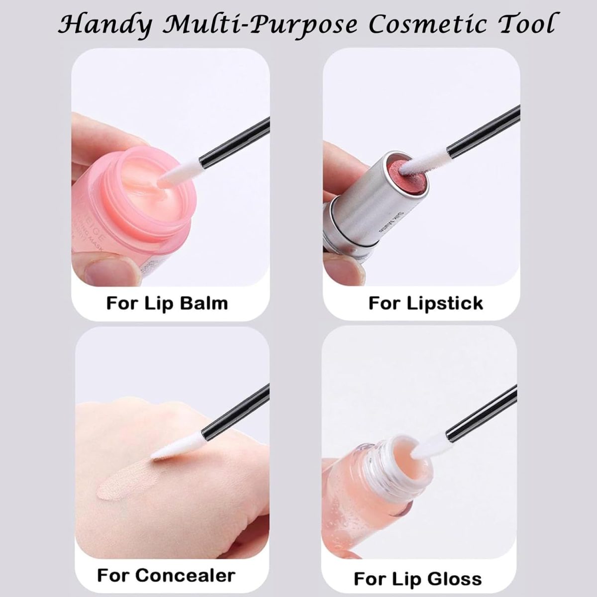 100Pcs Lipstick Brush, Makeup Brush Set, Includes 50 Hollow Black and 50 Hollow Pink Wands, Ideal for Lipstick, Lip Gloss, Eyeshadow, and Concealer Application, Travel-Friendly Makeup Applicator Kit - Image 3