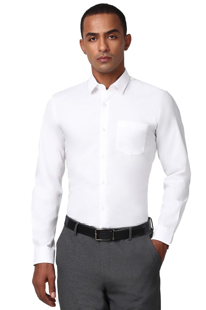 Peter England Men Polycotton Slim Fit Full Sleeve Stretchable Solid Shirt | Lycra Comfort
