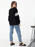 LEOTUDE Women's Boyfriend/Loose Fit Solid Round Neck Sweatshirt (Color Zblack) |Material: Loopknit - Image 2