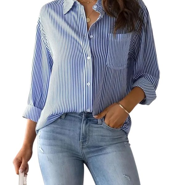 IndoPrimo Striped Shirt for Women Full Sleeve Stylish Shirt