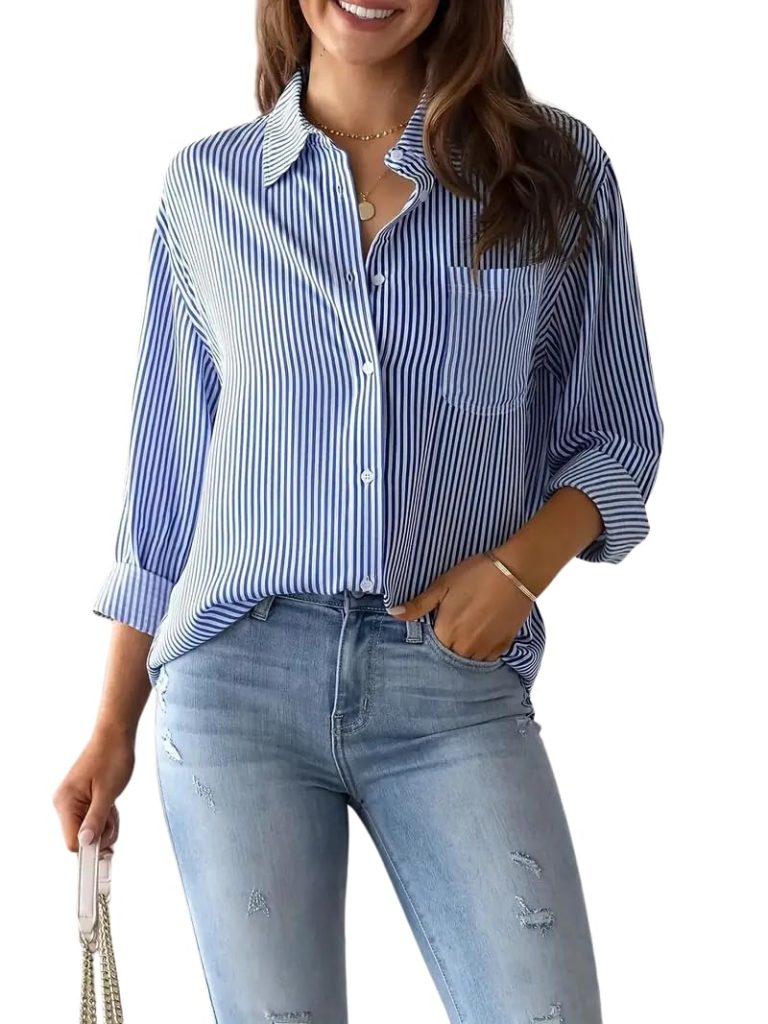 IndoPrimo Striped Shirt for Women Full Sleeve Stylish Shirt