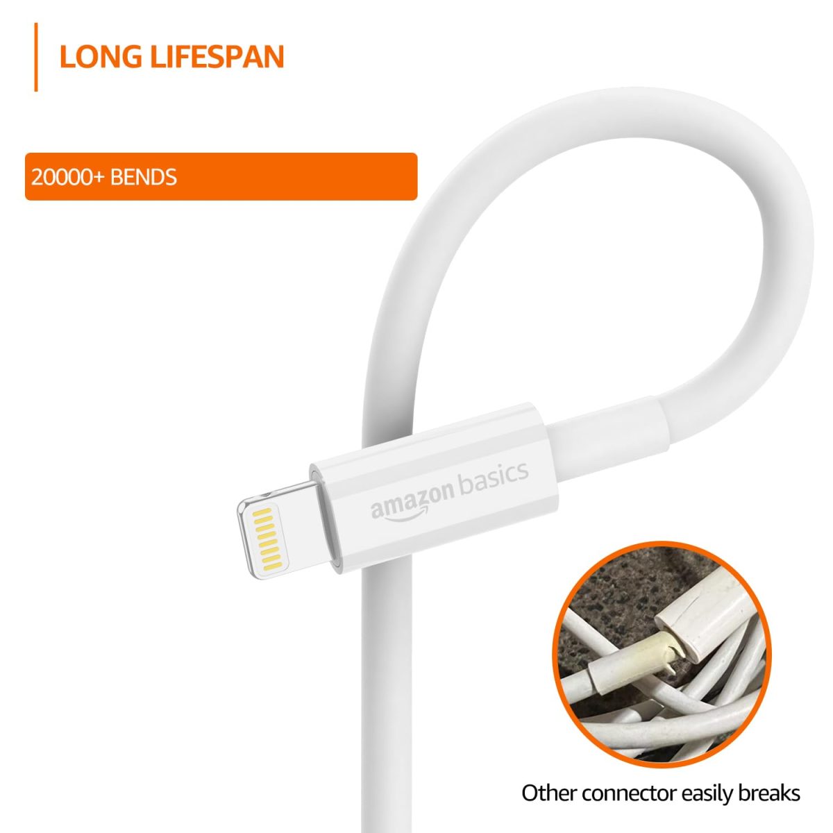 amazon basics TPE Type-C to Lightning Cable | 30W Fast Charging, 480Mbps Data Transfer Speed | Compatible With iPhone, iPad Air, Pro, Mini, iPad | 1 meter (White) - Image 3