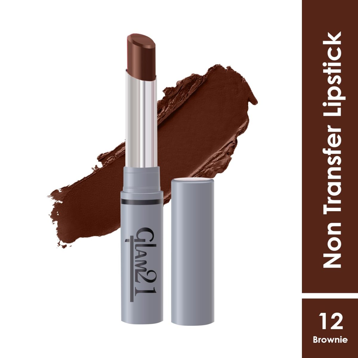 Glam21 Long Lasting Non-Transfer Lipstick|Creamy Matte Formula | Smudge-Free | HD-Colored lips - 2gm| Brownie-12 - Image 2