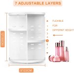 INOVERA (LABEL) Cosmetic Makeup Organizer for Women, Bride & Girls - 360 Rotating Storage Organiser Box - Dressing table Vanity Case Holder for Lipsticks, Skincare Kit & Brushes Set - White - Image 2