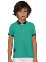L'Adore Boy's Green Plain Polo Short Sleeve T-Shirt