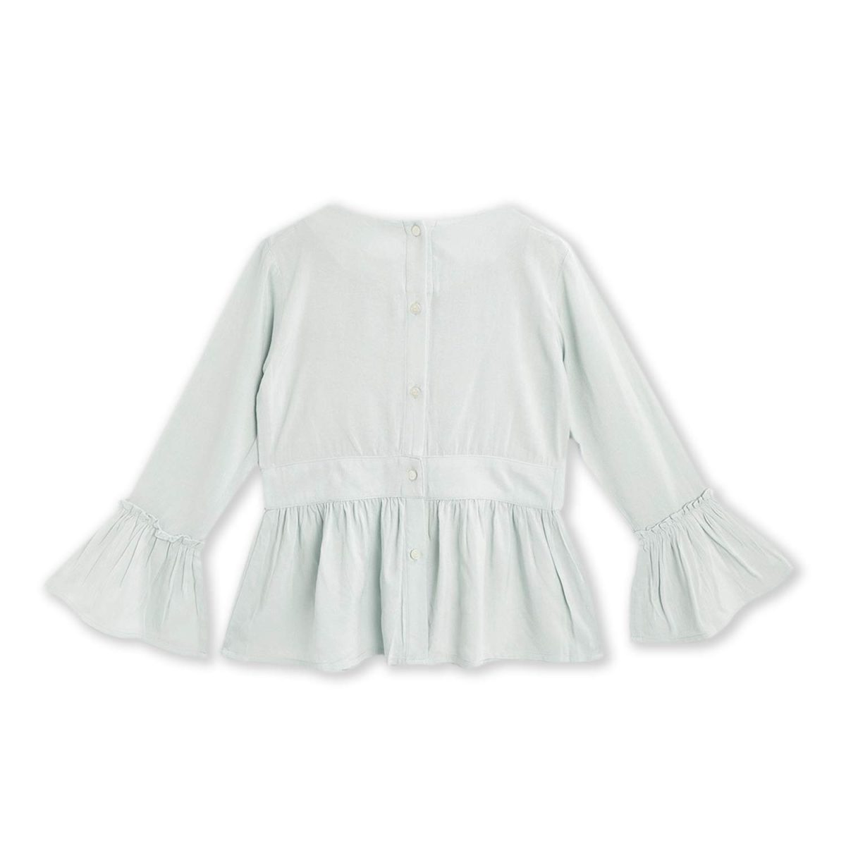 Cherry Crumble Sea Green Embroidered 100% Cotton Full Sleeves Round Neck Casual Wear Regular Fit Embroidered Summer Top for Girls - Image 2