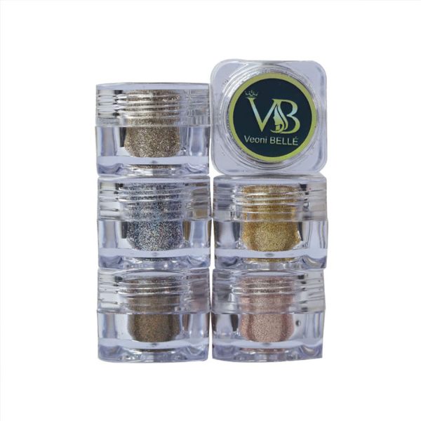 Loose, Highly Pigmented Holographic Glitter HD Eye Pigment - Long Lasting, Easy to Blend. Metallic Glitter Set of 6 - Light Shade