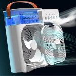 SHENGYI Portable Air Conditioner Fan, Mini Personal Evaporative Air Cooler Oscillation/Humidifier/Timing Function, Desktop Misting Fast Cooling Fan With Led Light For Room Office Camping (White) - Image 3