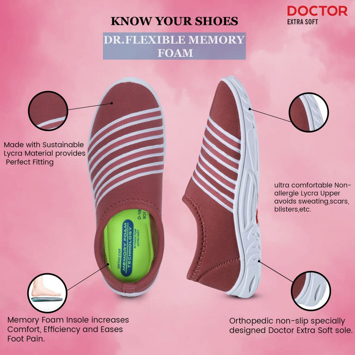 DOCTOR EXTRA SOFT Memory Foam Women's Shoes for Walking Gym Training,Casual, Sports,Slip-On,Lightweight Lace Up Athletics Slipon Running Sneaker for Ladies and Girls - Image 2