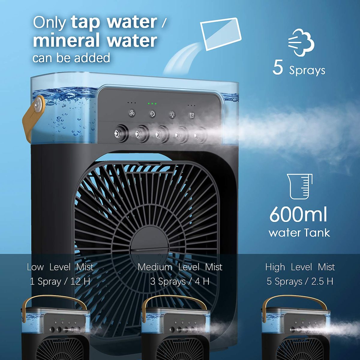 Enfogo (Enjoy calm Summer With 15 Years Warranty) Transform your environment with the Portable Air Conditioner Fan. Perfect forr offices, and kitchens, this USB-mini cooler_Multicolor - Image 3
