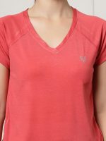 UZARUS Women's V-Neck Regular Fit Gym T-Shirt Soft, Lightweight & Quick-Dry Fabric Activewear Top for Workout, Yoga, Running, Exercise, Casual Breathable Fitness Everyday - Image 3