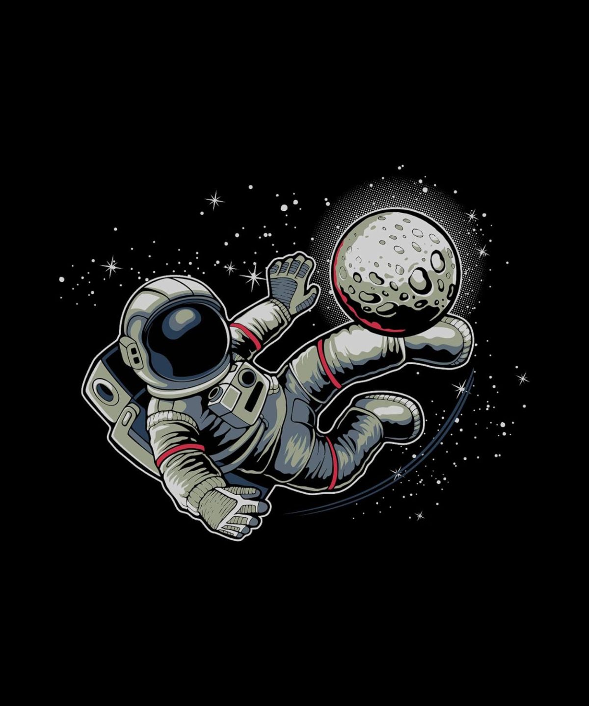 THREADCURRY Football in Space | Astronaut Fun Comic Cotton Graphic Printed Tshirt for Boys Black - Image 4
