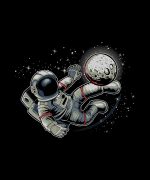 THREADCURRY Football in Space | Astronaut Fun Comic Cotton Graphic Printed Tshirt for Boys Black - Image 4