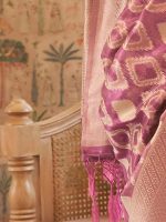 AKHILAM Women's Kalki Koechlin Banarasi Organza Silk Saree With Unstitched Blouse Piece - Image 5