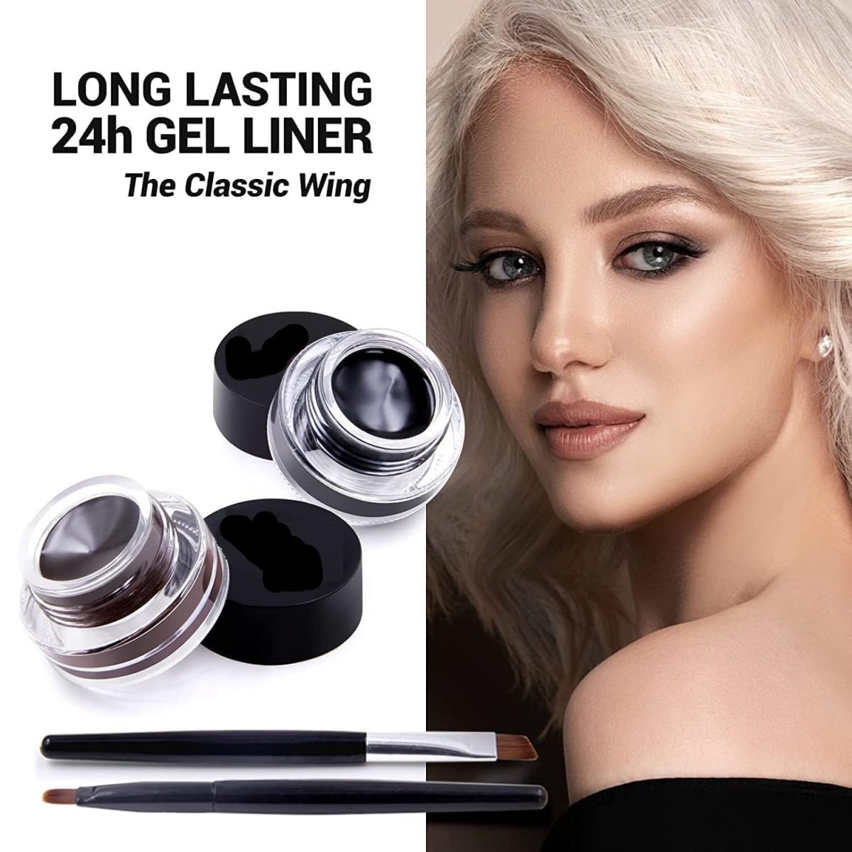 Glowhouse 2 In 1 Eyeliner Kajal Matte Finish Black & Brown With Eyelash Waterproof & Smudgeproof 24 Hr Long Lasting With 2 Makeup Brushes (Pack Of 2) - Image 2