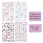S.A.V.I 4 Sheets Self-Adhesive Floral Nail Stickers, Nail Decorations Fashion Accessories DIY Manicure - Image 6