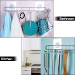 ZURATO Stainless Steel Bathroom Wall Hook 6 Hooks Cloth Hanger Bathroom Wall Door Hook Magic Sticker Self Adhesive for Bathroom Towel Rail Kitchen Hanger Hooks Capacity-5 Kg, Silver - Image 2