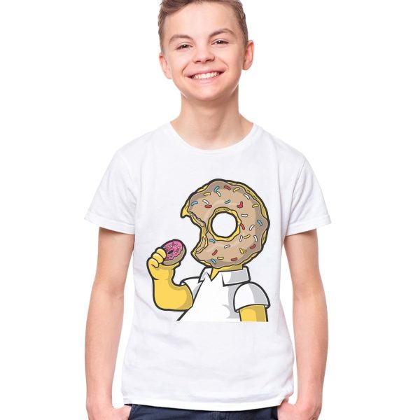 THREADCURRY Mmmm.. Donut | Doughnuts Funny Sarcasm Comic Food Love Cotton Graphic Printed Tshirt for Boys White