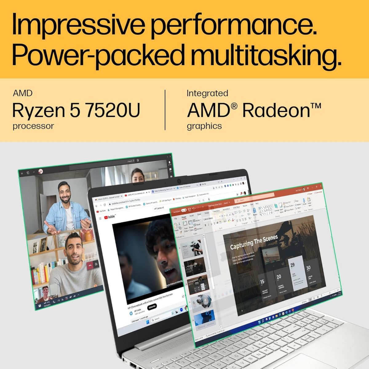 HP Laptop 14, AMD Ryzen 5 7520U, 14-inch (35.6 cm), FHD, 8GB LPDDR5, 512GB SSD, AMD Radeon Graphics, FHD Camera w/Privacy Shutter, Backlit KB (Win 11, MSO 2021, Silver, 1.4 kg), em0026AU - Image 9