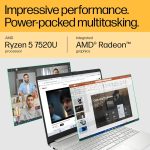 HP Laptop 14, AMD Ryzen 5 7520U, 14-inch (35.6 cm), FHD, 8GB LPDDR5, 512GB SSD, AMD Radeon Graphics, FHD Camera w/Privacy Shutter, Backlit KB (Win 11, MSO 2021, Silver, 1.4 kg), em0026AU - Image 9