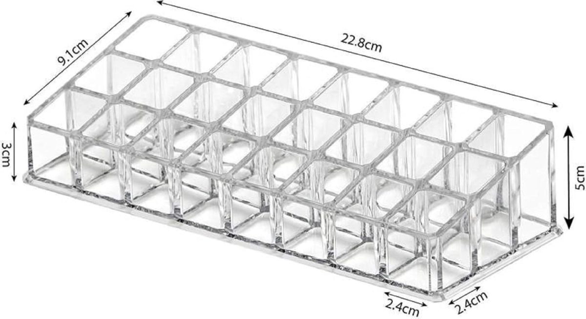 ADDCART 24 Compartment Luxurious Clear Acrylic Makeup Organiser // Lipstick Holder Case//Nail Paint, Brush Tray // Dressing Table Organizer (Lipstick Holder 24 Grid) - Image 3