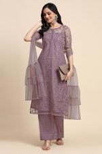 TRENDMALLS Women's Net Embroidery Sequence Work Kurta Palazzo Set with Dupatta Kurta Set for Women - Image 3