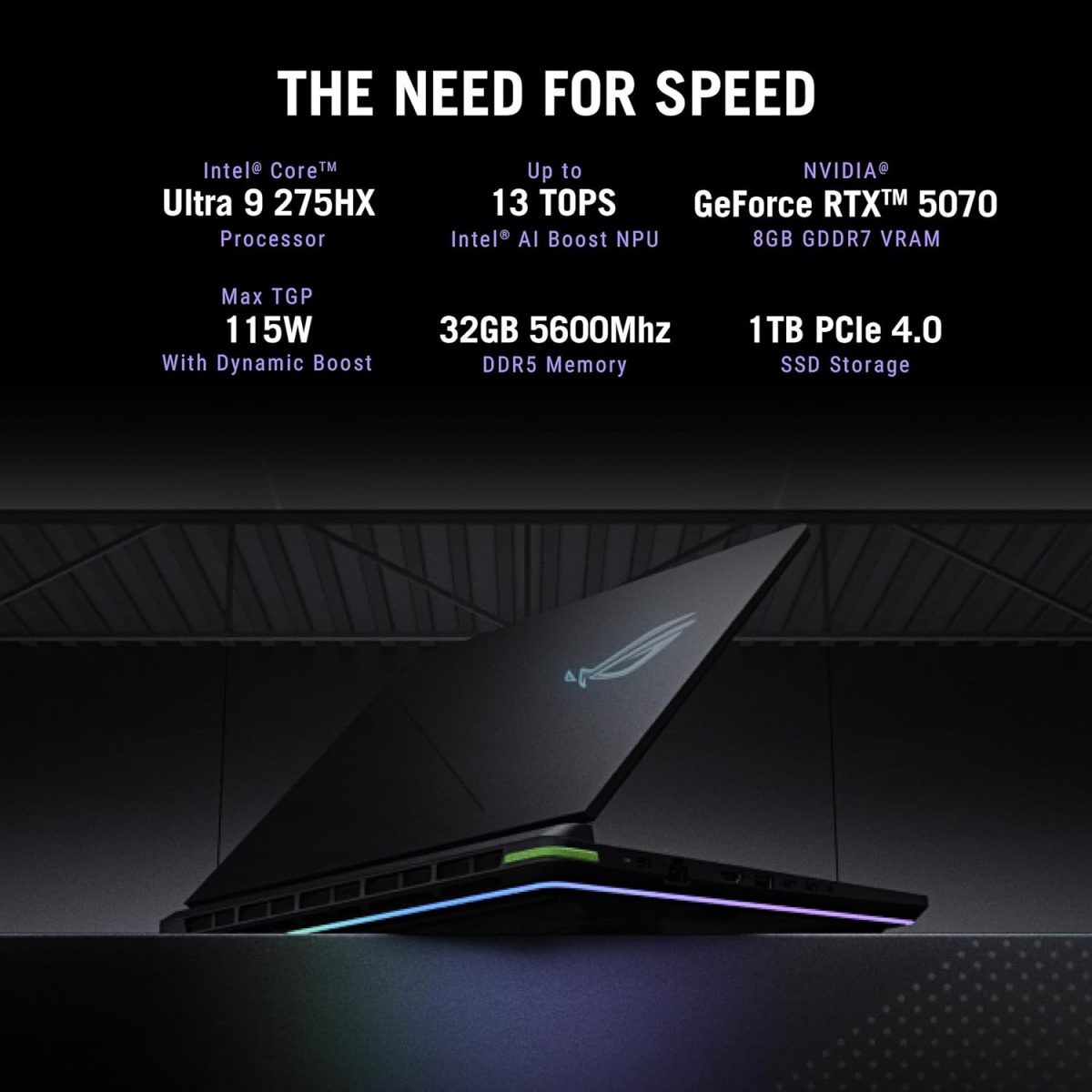 ASUS ROG Strix G16,Intel Core Ultra 9 275HX,Gaming Laptop(RTX 5070-8GB/115W TGP/32GB/1TB /2.5K QHD+/16"/240Hz/90WHrs/Windows 11/M365 Basic(1Year)*/Office Home 2024/Eclipse Gray/2.65 Kg)G615LP-S5022WS - Image 3