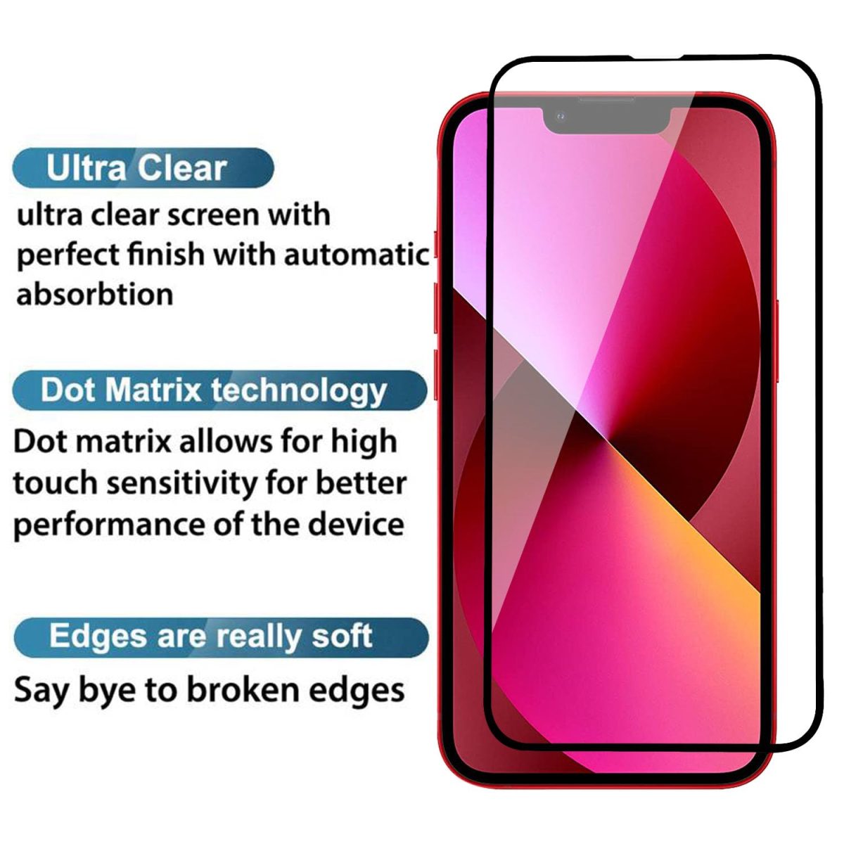 POPIO Military-Grade Gorilla Tempered Glass Compatible For iPhone 13/13 Pro / 14 / 16e (Black) Edge To Edge Coverage With Easy Installation Kit, Pack Of 1 - Image 2