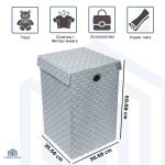 Homestrap Printed Foldable Laundry Basket/Bag Hamper with Lid and Handle| Cloth Storage Organiser For Bedroom, Bathroom, Kitchen Etc Capacity- (75LTR) (Grey)(Featured on Shark Tank) - Image 2