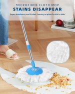 MIITON Stainless Steel Spin Mop Rod with Extendable Handle with Microfibers Refill,Aqua Green - Image 6