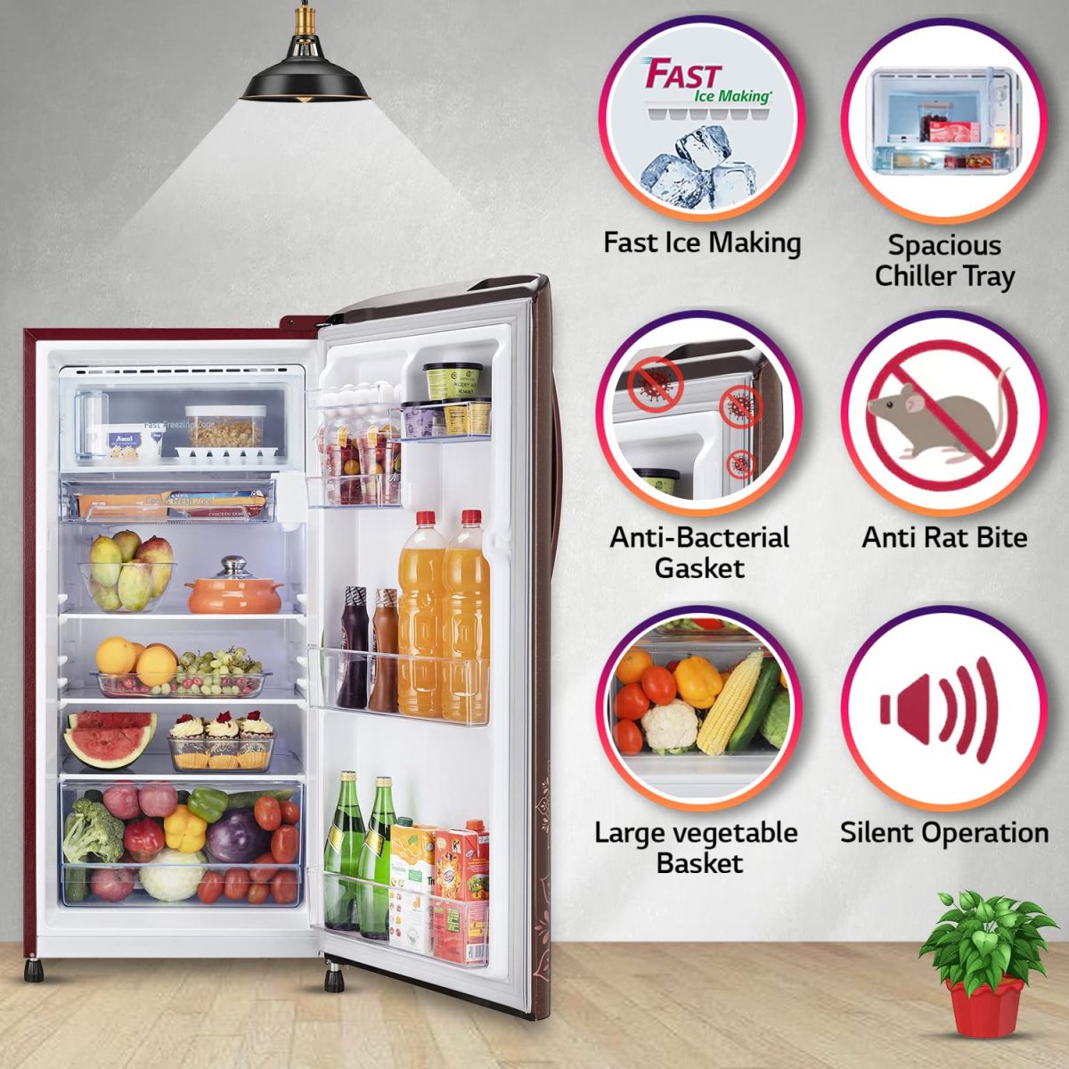 LG 204 L 4 Star Direct-Cool Inverter Single Door Refrigerator (??GL-B211CRRY, Ruby Regal, Smart Connect, 2022 Model) - Image 3