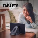 ELV Aluminum Adjustable Mobile Phone Foldable Holder Tabletop Stand, Dock Mount for All Smartphones, Tabs, Kindle, iPad (Black) - Image 4