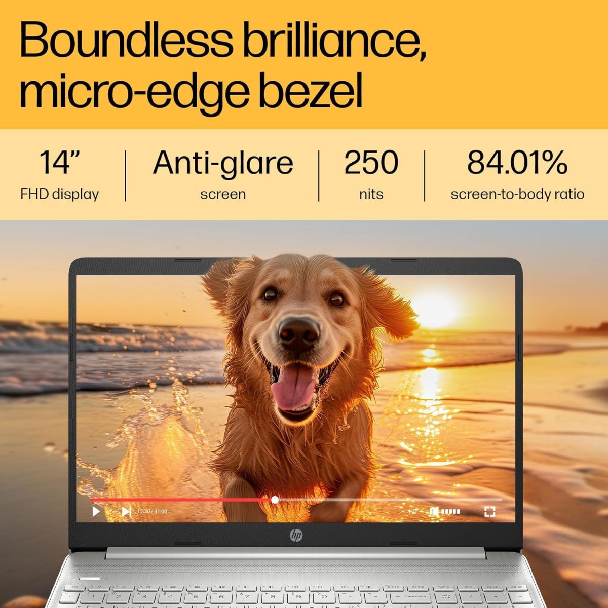 HP Laptop 14, AMD Ryzen 5 7520U, 14-inch (35.6 cm), FHD, 8GB LPDDR5, 512GB SSD, AMD Radeon Graphics, FHD Camera w/Privacy Shutter, Backlit KB (Win 11, MSO 2021, Silver, 1.4 kg), em0026AU - Image 8
