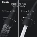 Houza Brass Sink Tap Faucet with 360 Degree Flexible Silicon Swivel Spout & Dual Flow Pattern Flow, Compatible for Hot or Cold Water for Kitchen Sink, Wash Basin, (Chrome Finish/Black) - Image 2