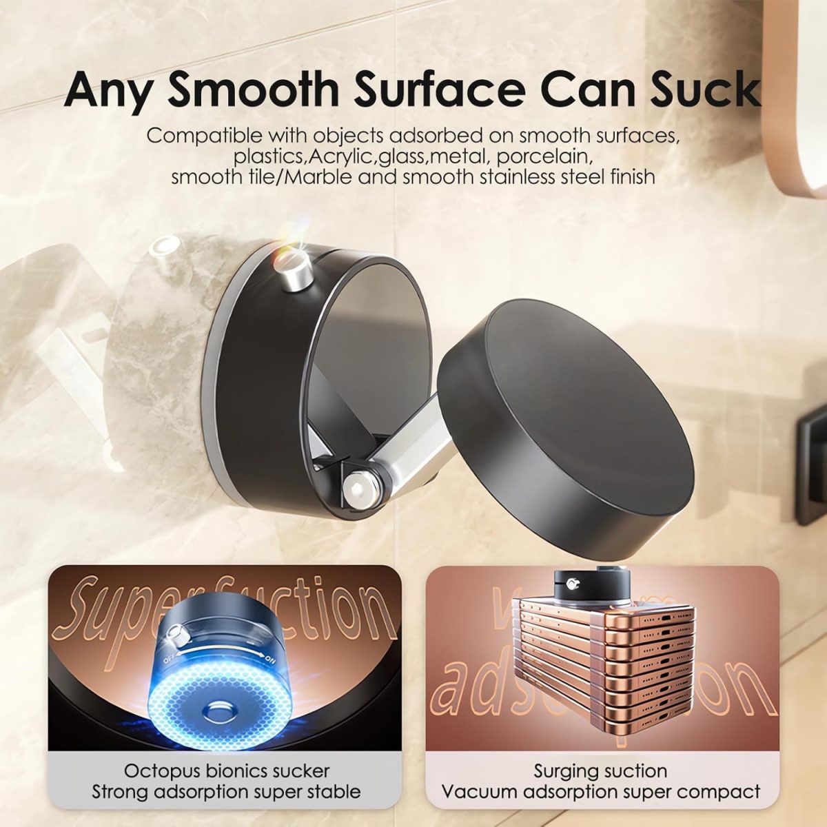 GadgetBite Magnetic Car Mobile Holder For Dashboard Vacuum Suction Phone Holder Mount Hand Free Magnetic Cell Phone Stand With Strong Grip Shockproof Suction Cup Mount For Car Gym Office Table - Black - Image 4