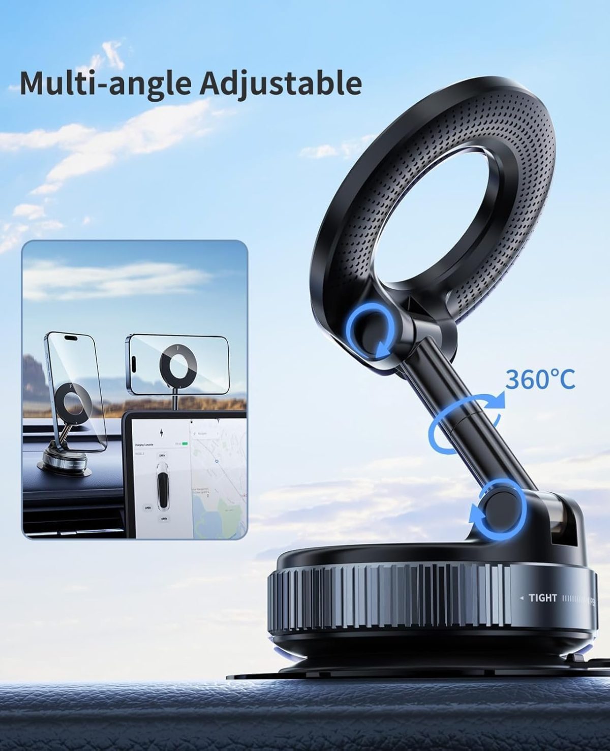 Yootech 360° Vaccum Magnetic Phones Holder, Magnetic Car Phone Mount, Hands-Free Suction Cup Phones Holder for Car/Gym/Mirror/Shower, Car Mount Compatible with All Mobile (Extended) - Image 9