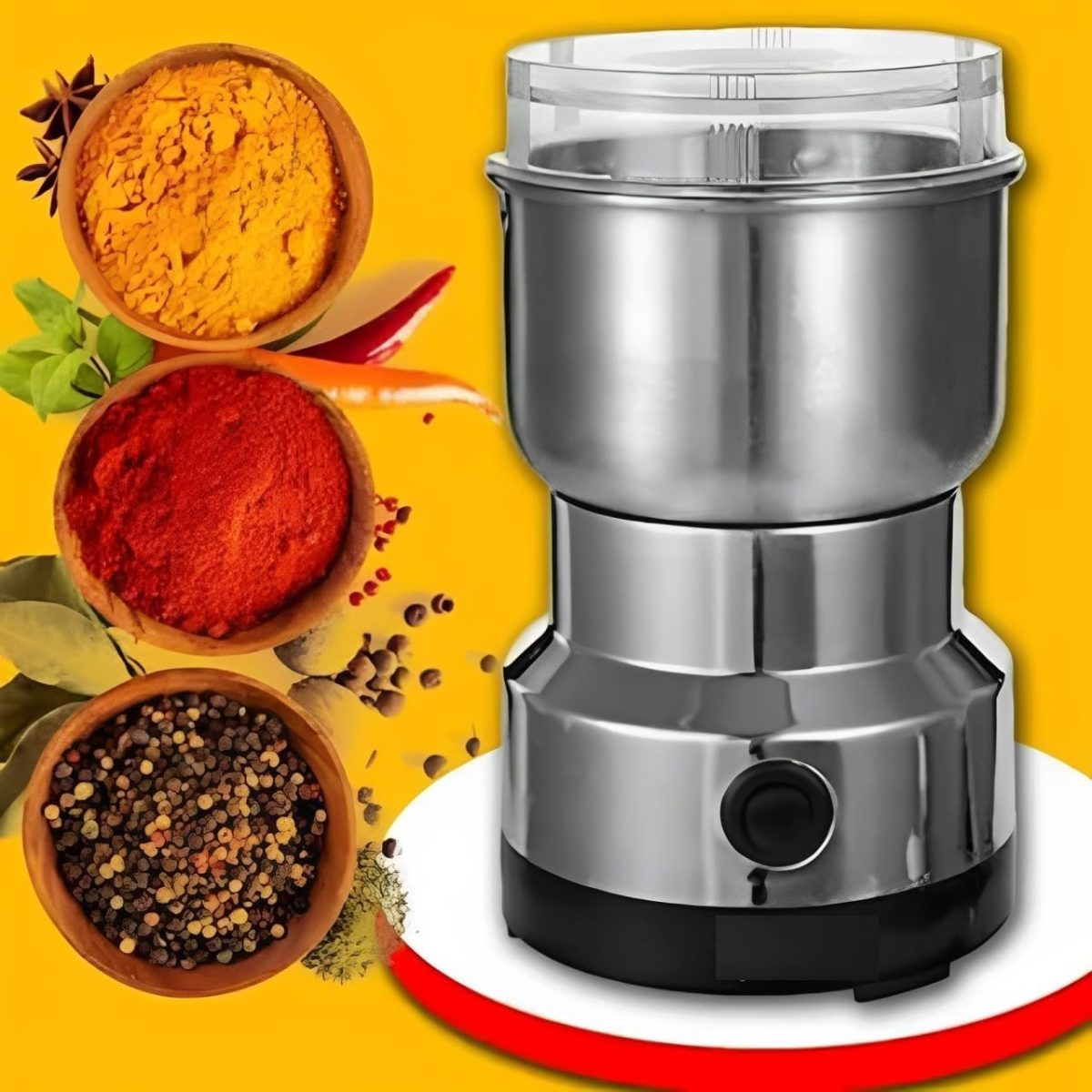 Hempi Homes Nima Stainless Steel Multifunctional Electric Grinder & Coffee Maker - Mini Spice, Coffee, and Masala Grinder for Beans, Nuts, and Grains - Household Mixer Grinder (Silver) - Image 2