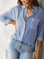 IndoPrimo Striped Shirt for Women Full Sleeve Stylish Shirt - Image 2