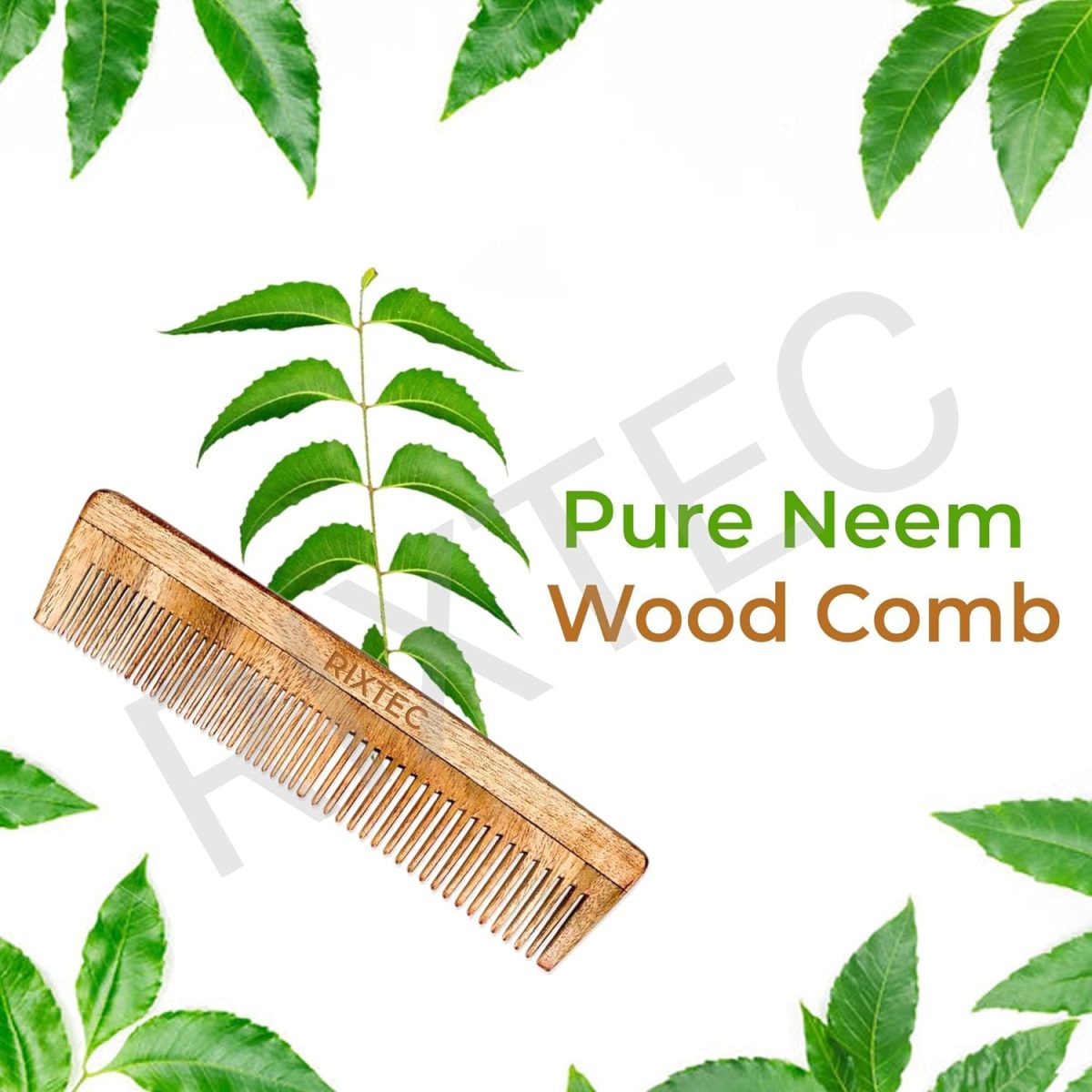 RIXTEC Neem Comb, Wooden Comb | Hair Growth, Hairfall, Dandruff Control | Hair Straightening, Frizz Control For Men and Women - Image 2