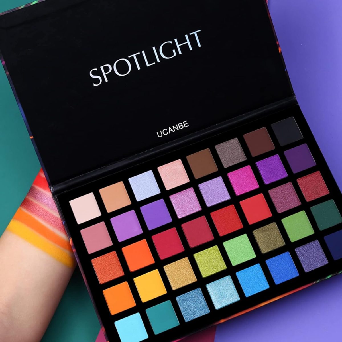 UCANBE Cosluxe Ucanbe Spotlight Eyeshadow Palette, Professional 40 Color Eye Shadow Matte Shimmer Makeup Pallet Highly Pigmented Colorful Powder Long Lasting Waterproof Eyeshadow Palette - Multicolor - Image 3