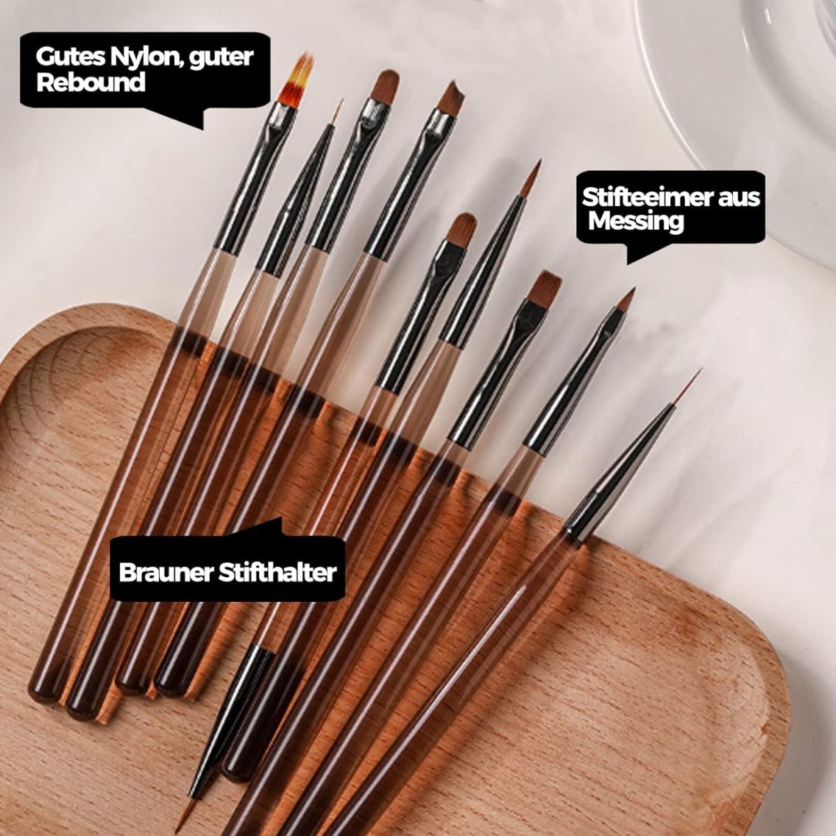 KRENI Nail Art Paint Brush Nail Design Tool for Nail Salon Home Nail Care (9pcs) - Image 5