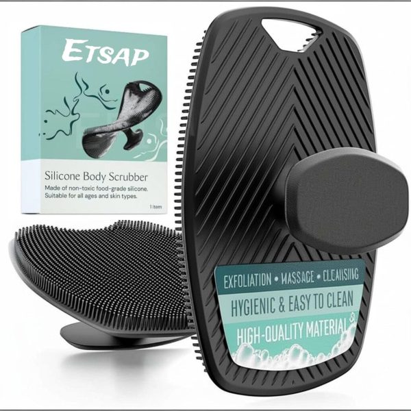 B-BUCKET Silicone Body Scrubber,Shower Scrubber for Nourishing Cleaning & Exfoliating Your Skin Lather Boosting Bristles with Ergonomic No-Slip Handle, Body Exfoliator for Men and Women bath brush