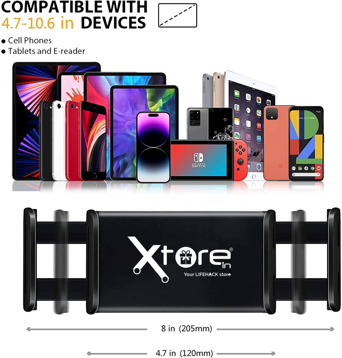 Xtore® Universal Mobile Phone Holder & Tablet Tabletop Holder with 360° Rotation (Black, Pack of 1) - Image 2